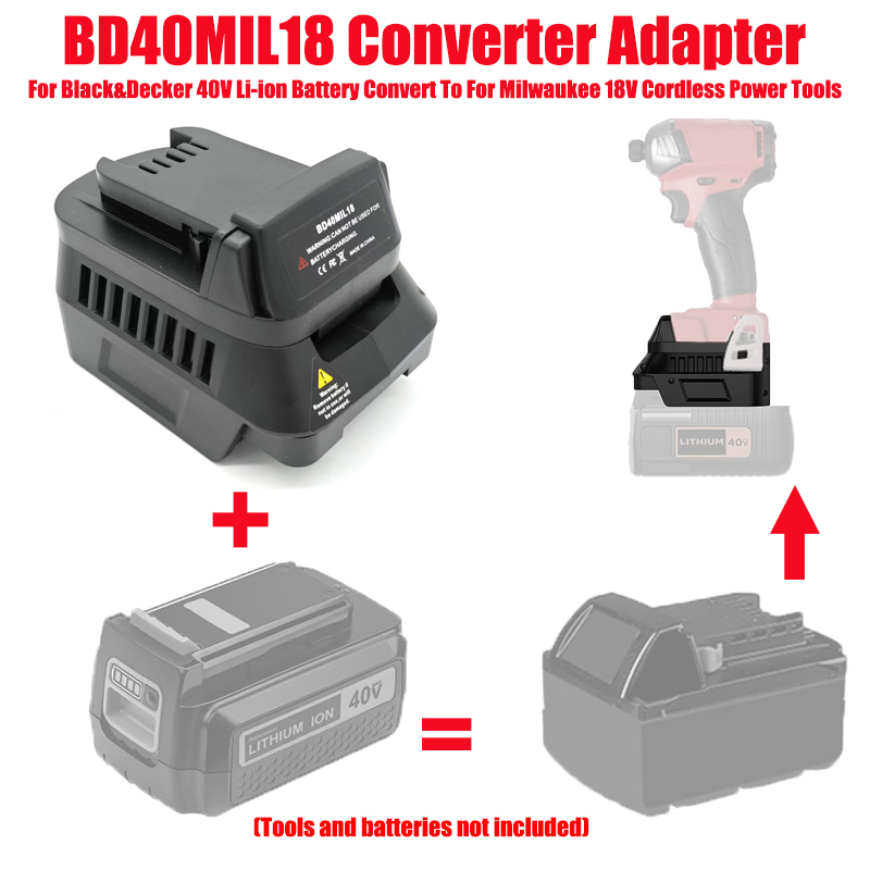 Black+Decker Tool Cordless - Adaptador de batería BD40MIL18 para baterías