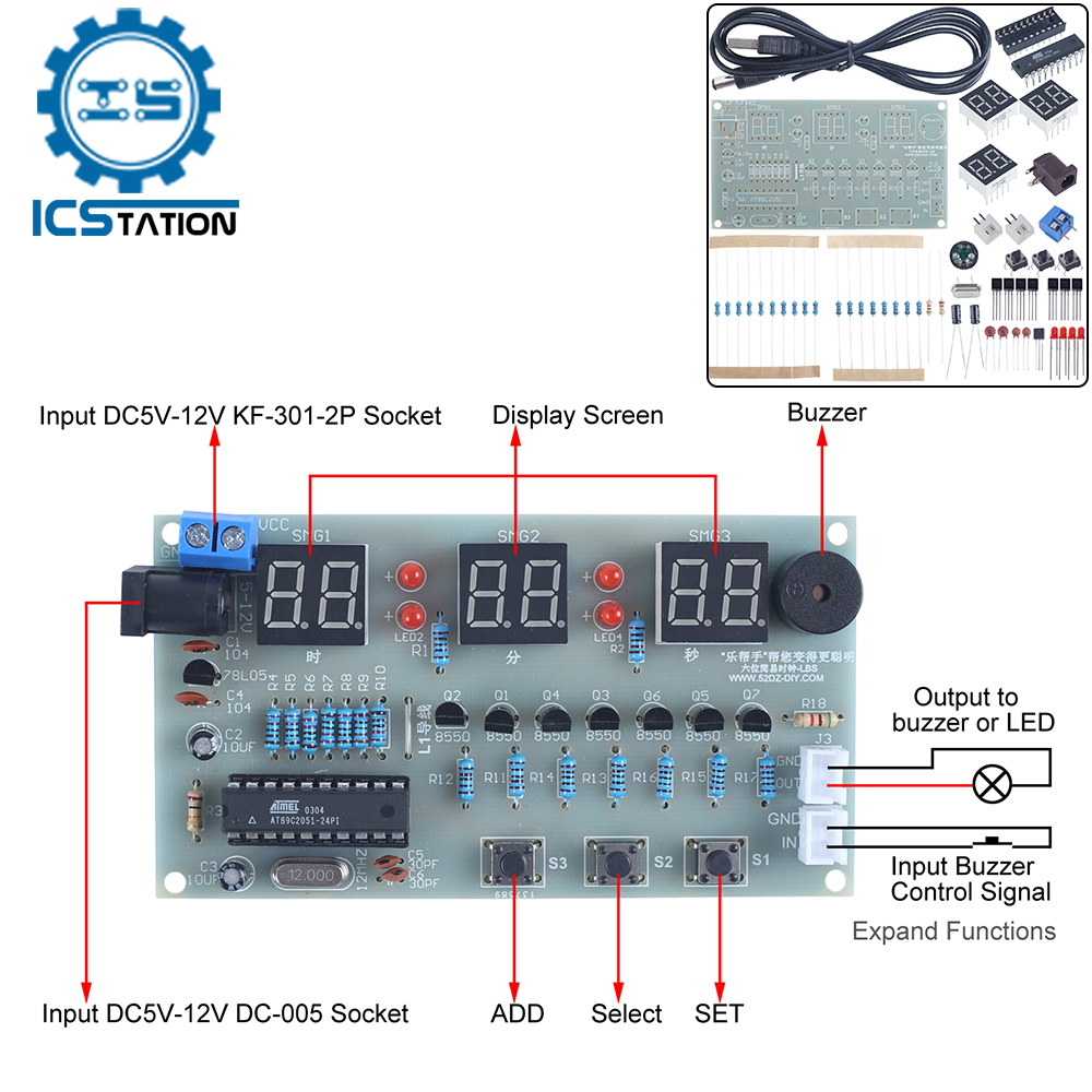 Diy Electronics Learning Kit - Kit electrónico DIY, reloj despertador LED